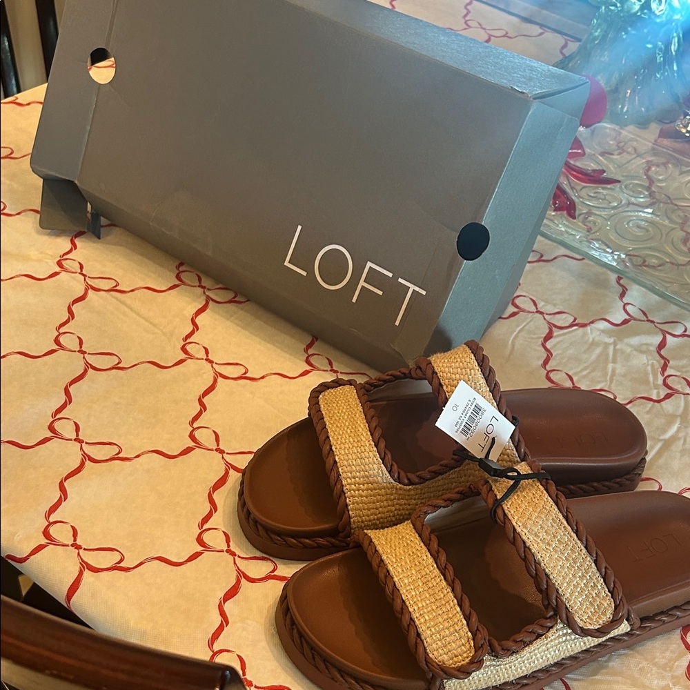 LOFT Woven Brown and Tan Sandals